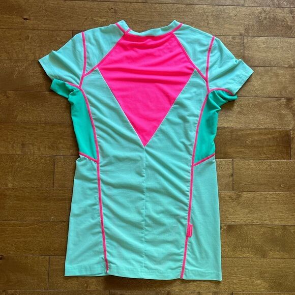 Kari Traa Svala Bright Teal Pink Workout Tee Small - Picture 5 of 10